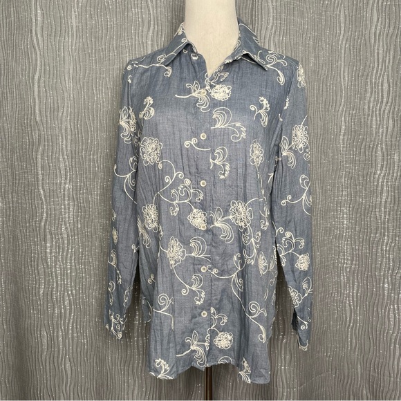 Chicos embroidered chambray button down shirt - Picture 4 of 10